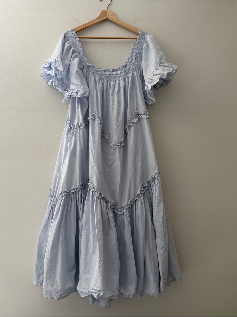 Free People Midi Dress Harriet Endless Summer Tiered Ruffles Blue Size Medium - Picture 2 of 10